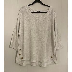 Robert Louis 3/4 Sleeves Cotton Blend Sweater Asymmetrical Button Accents Sze 3X